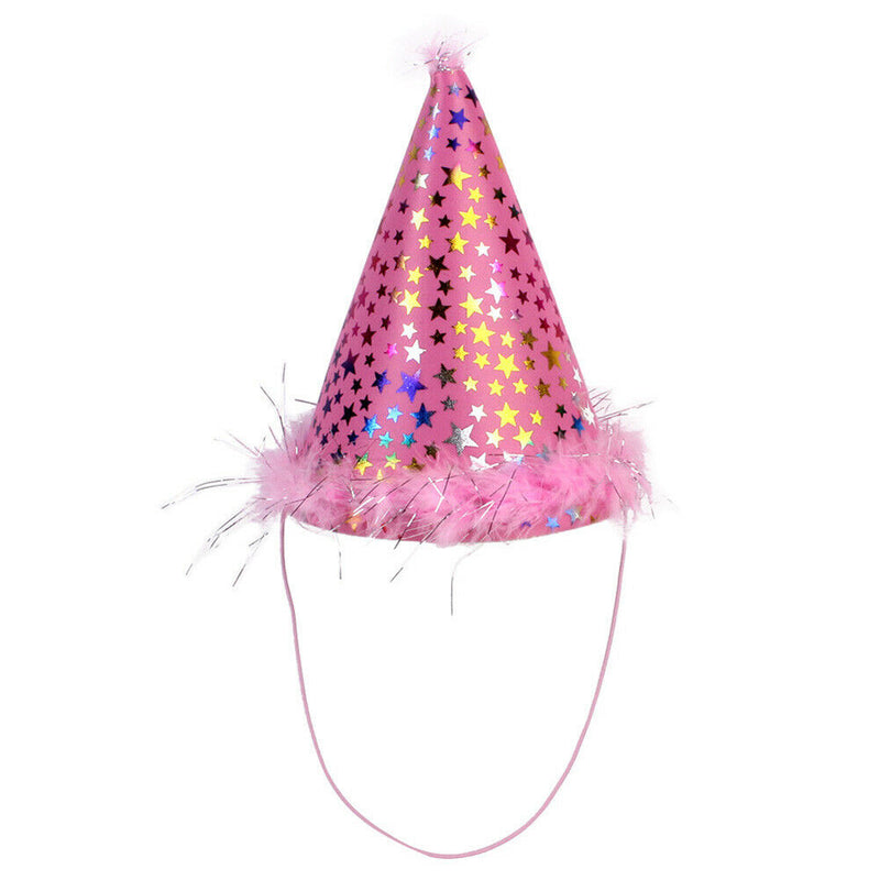 1set Dog Headband Sequins Hat Saliva Towel Birthday Decor Costume (Pink)