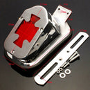 Motorcycle Rear Brake Taillight Red Chrome 12V Universal Cross Pattern