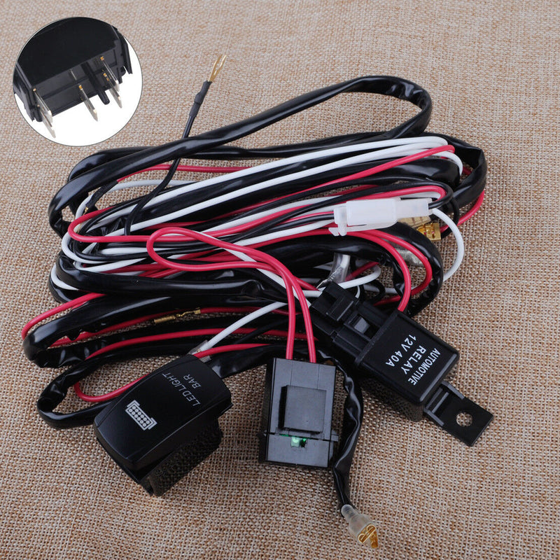 Car LED Light Bar Spot Rocker ON/OFF Switch Relay Fuse Wiring Loom Harness Kit