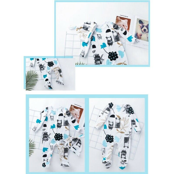 Baby Cotton Clothing Long Sleeve Cartoon Print Baby Clothes Romper Baby JumpA4G5