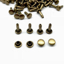 100 Sets Double Caps Studs Dome Rivets Leathercraft DIY Crafts 6x10mm Bronze