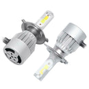 1 Pair H4 LED Car Headlight Bulbs 8000LM 6000k+3000k COB Auto Headlamp Bulbs