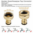 2 Pack Brass Garden Hose/Hosepipe Tap Connector 1/2 Inch and 3/4 Inch 2-in-