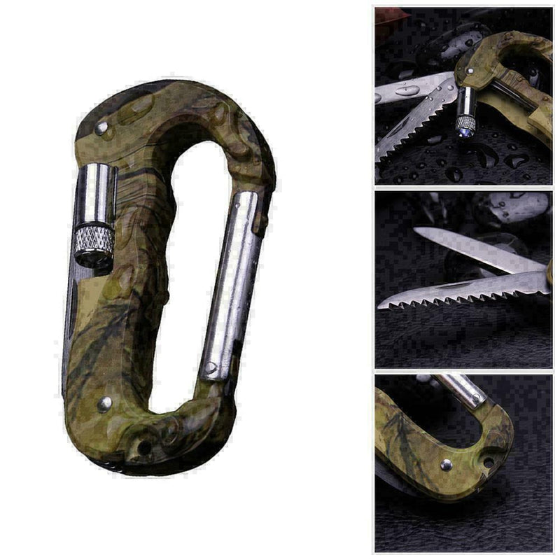 4 In 1 Multifunctional Tool Carabiner Hook Cutter Gear EDC Tool Camping Hot C9F6