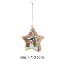 Wooden Star Pendant Christmas Tree LED Fairy Light Ornament Craft (Snowman) A