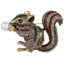 Squirrel Brooches For Women Fashion Animal Rhinestone Pin Lady Corsage Part