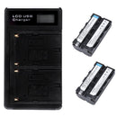 2 Pcs Np-F550 Battery And Lcd Dual Battery Usb Charger For Sony Np-F550 Bat