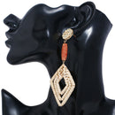 Bohemian Rattan Weave Geometric Multi Layer Earrings Women Fashion Pendant