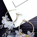 Trendy Acrylic Water Drop Dangle Earrings Crystal Flower Long Pendant Earring*