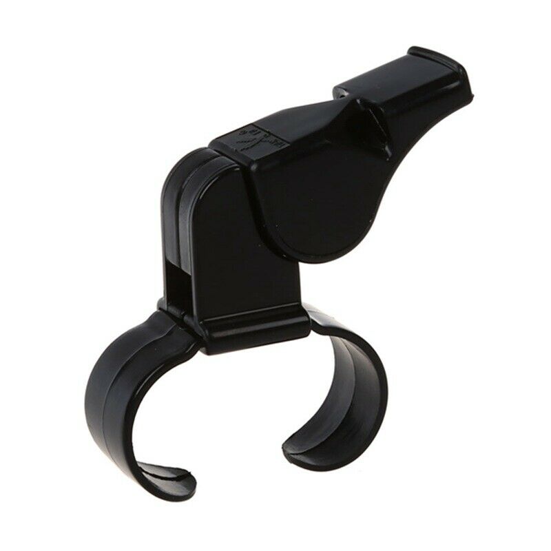 Black Plastic Pealess Finger Grip Sports Referee Whistle I6M2