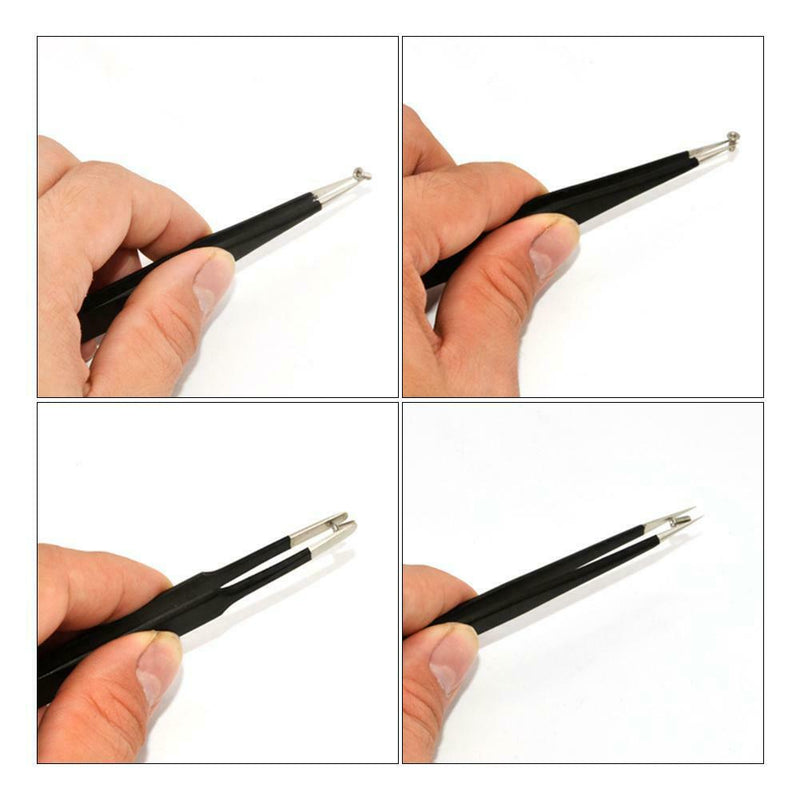 10pcs Anti-static Stainless Steel Straight Elbow ESD Electronic Tweezers A