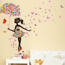 Removable Umbrella Girl Vinyl Wall Art Stickers / Wall Decals/ Wall Graphics