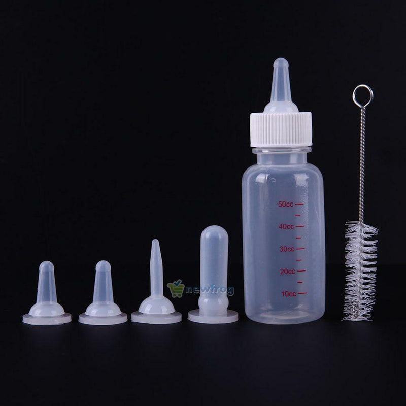 6Pcs Clear Puppy Kitten Feeding Bottle Pet Dog Cat Nursing Water Milk Feeder Kit