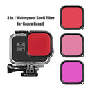3pcs Lens Filter Kit for Gopro Hero 8 Action Camera Waterproof Housing Case