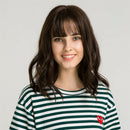 14" Short Bob Shoulder Length Wavy Curly Natural Full Hair Wigs With Neat Air