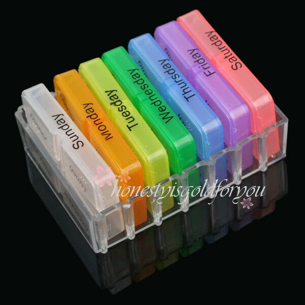 7 Day Pill Medicine Box Tablet Dispenser Organiser Weekly Storage Case Containe