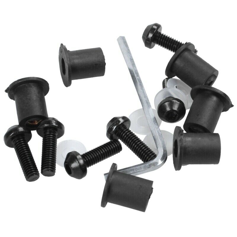 5mm Fairing Windscreen Screw Bolt Kit Windshield Mounting Nuts Wellnut +