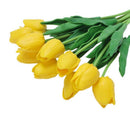 10pcs Yellow Latex Real Touch Tulip Flower with Leaves For Wedding Bouquet