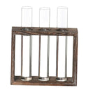 Test Tube Glass Vase Hydroponic Vase Wooden Frame Tabletop Vase Stand 3 Tube