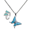 Magic Mood Pendant Necklace Ring Cute Butterfly Choker Colored Mood Change Color