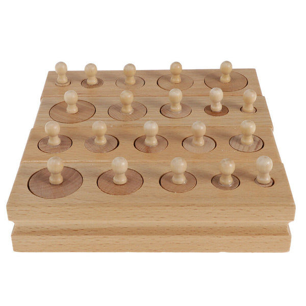 Montessori Sensorial Material - Knobless Cylinders Family Set & Wooden Block