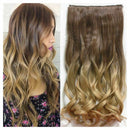 24" Ombre Color Clip in Hair Extensions One Piece Long Wavy Curly Dip Dye S W6T1