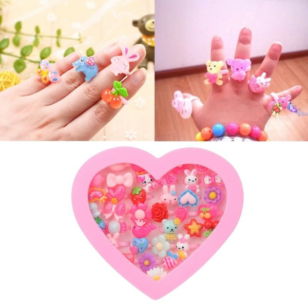 Little Kid Cartoon Finger Ring Set 1 Box of 36Pcs For Girl Birthday Party Supply