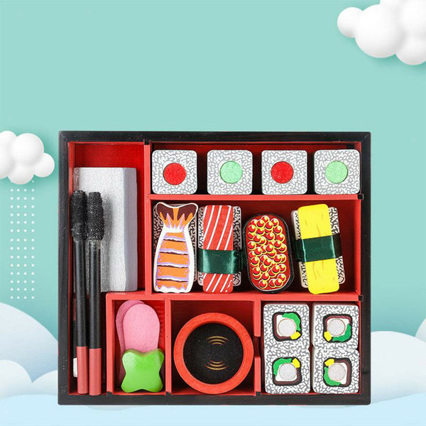 1 Set Childrens Wooden Food Kitchen Pretend Play Sushi Set Toys with Storage