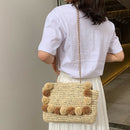 New Hair Ball Beach Bag Straw Clutch Bag Envelope Lady Ladies Day Summer Ch