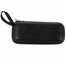Artificial Leather Sunglasses Eyeglasses Zipper Case with Strap Black W6T8