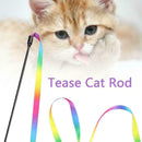 Pet Cat Toys Rainbow Cloth Stripe Tease Cat Rod Funny Supplies Playing Pet F5E0