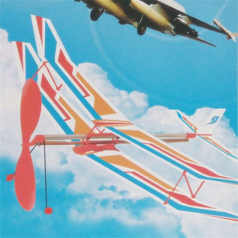 Rubber Band Powered Glider Biplane Assemble Aircraft Plane Kid Education yiS TE