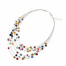 Gorgeous Beaded Multi Strand Necklace and Drop/Dangle Earring Set-Multicolo