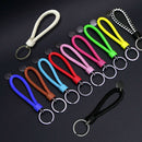 Fashion Colors Leather Strap Bag Wallet Keyring Keychain Ring Key Fob Accessory