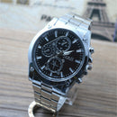 Men Fashion Casual Steel Belt Glass Mirror Three Eyes Quartz Bracelet Watch