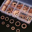 200 Pcs M5-M14 Copper Crush Washer Gasket Set Flat Ring Seal Assortment Kit