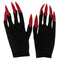 Scary Woman Witch Gloves w/ Long Red Glitter Fingernails Halloween Costume