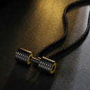 Dumbbell Pendant Bodybuilding Fitness Necklace Small Size Black Crossfit Ba
