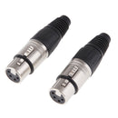 2x Metal 4Pin XLR Female Cable Connector for Pro Microphones