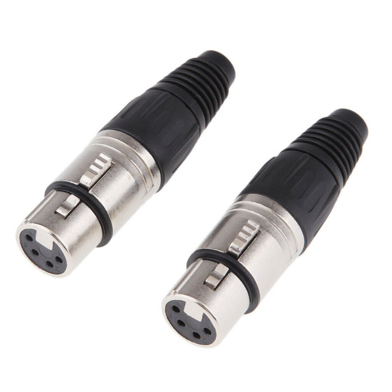 2x Metal 4Pin XLR Female Cable Connector for Pro Microphones