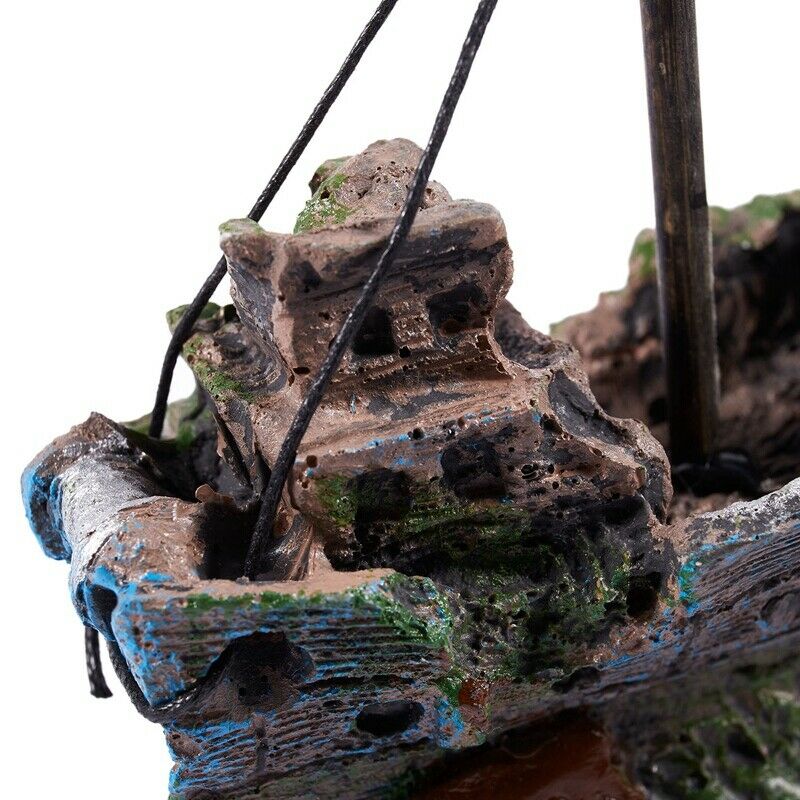 Fish Tank Cave Decoration Aquarium Ornament Wreck Sunk Ship Sailing Boat