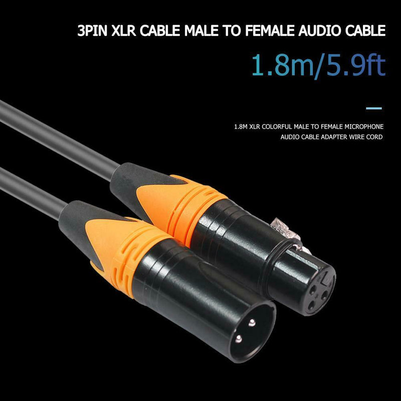 1.8m XLR Male to Female Microphone Audio Cable Adapter Wire Cord (Orange) A