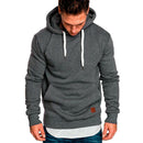 Men Fashion Warm Hip Hop Pocket Drawstring Hooded Sweatshirt Casual Solid C