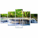 5 Pcs Cavas Artwork Wall Decor - Waterfall in Forest Canvas Prints Painting