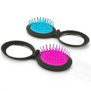 Two Piece Foldable Mirrored Mini Hairbrush Set