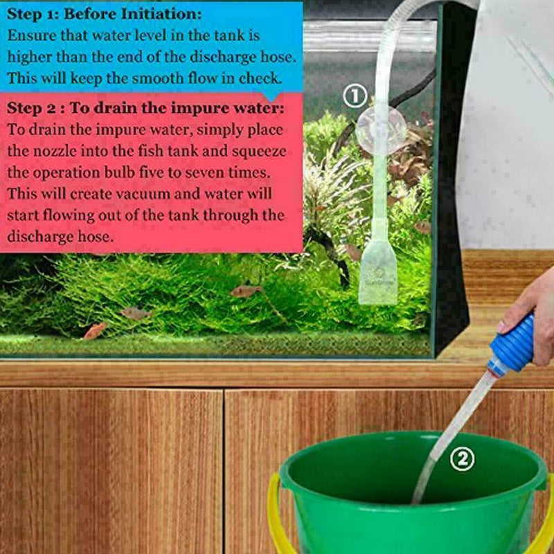 Siphon Gravel Cleaner Aquarium Fish Tank Manual Vacuum Water Changer T9X2 K F4Z7