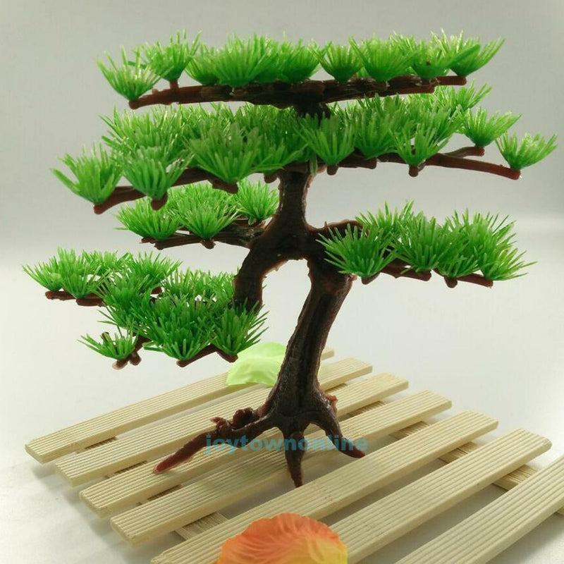 Artificial Plastic Pine Tree Aquarium Fish Tank Rockery Bonsai Ornament Decor