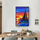 Full Drill Round Diamond Painting Sailboat Cross Stitch Embroidery Mosaic