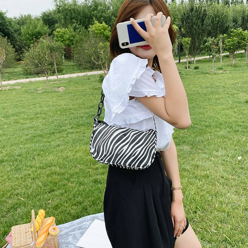 Fashion Zebra Print Women Handbag Tote Small PU Underarm Shoulder Bag (1)