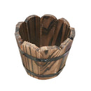 2xRustic Whiskey Barrel Planter Pot Wooden Garden Patio Outdoor Flower Plant S+M
